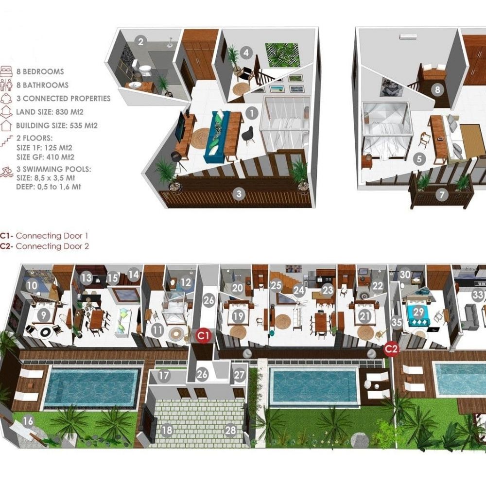 Floorplan Villa KEROBOKAN 850